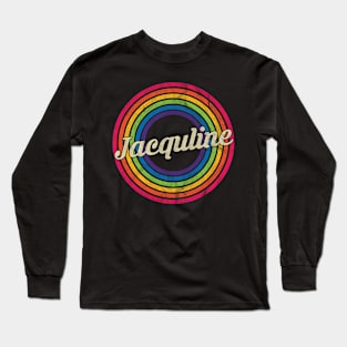 Jacquline - Retro Rainbow Faded-Style Long Sleeve T-Shirt